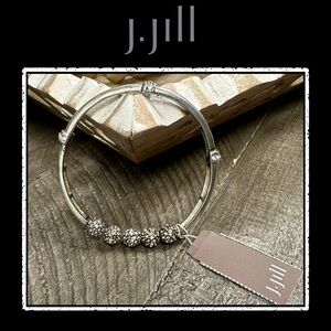NWT - J. Jill Silver Crystal Pavé Bead Bangle Bracelet